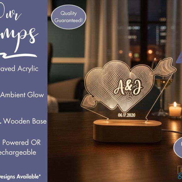 Personalized LED Heart Light • Custom Valentine’s Gift • Gift for Her - Picture 3 of 8